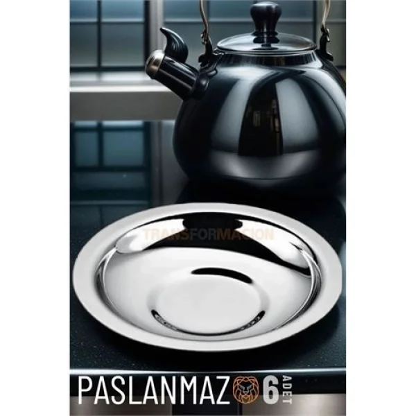 Turk Veneta 6 Adet Metal Çay Tabağı Seti