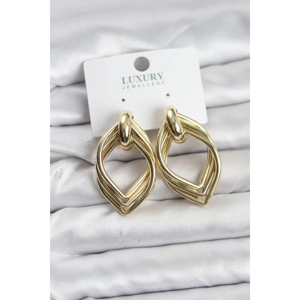 Vintage Gold Renk Pirinç Kadın Küpe