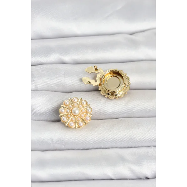 Vintage Model Gold Renk Düğme veya Manşet Broşu