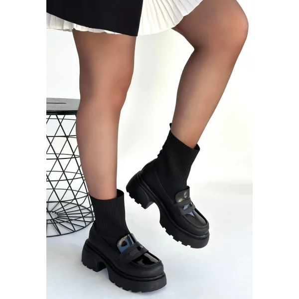 Wanye Siyah Cilt Cilt Streçli Bot