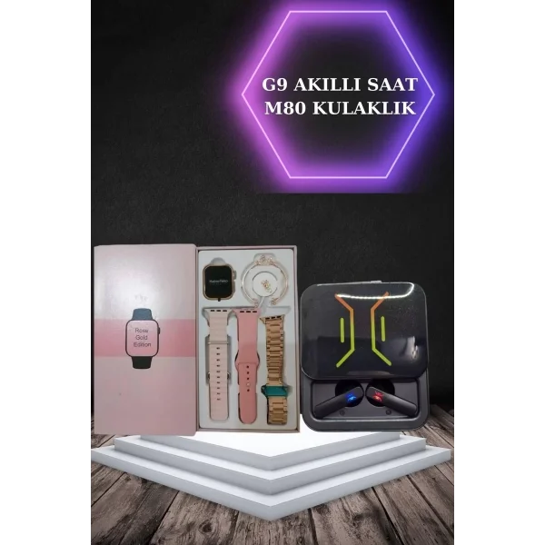 Wireless Şarjlı Akıllı Saat ve Dijital Göstergeli Kablosuz Bluetooth Kulaklık Nabız Ölçer