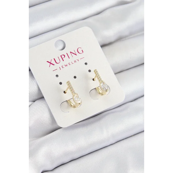 Xuping Zirkon Taşlı I Model Gold Renk Kadın Küpe