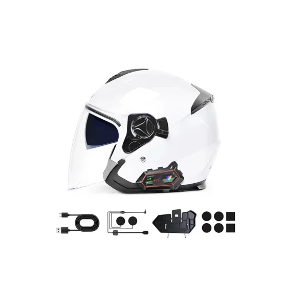 Y20 2x 1000m Telsiz Mesafeli 2 Kişi Bağlantılı Bluetooth Kask Kulaklık Fenerli İntercom
