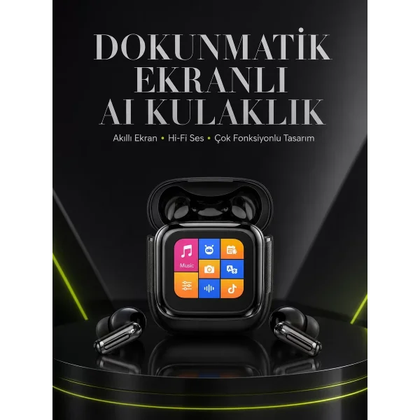Yeni Nesil Dokunmatik Ekranlı AI Kablosuz Kulaklık