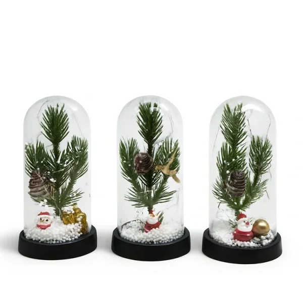 Yılbaşı Temalı Işıklı  Dekoratif Cam Fanus Alk5074