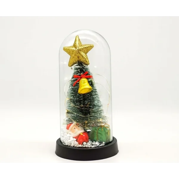 Yılbaşı Temalı Işıklı  Dekoratif Cam Fanus Alk5078