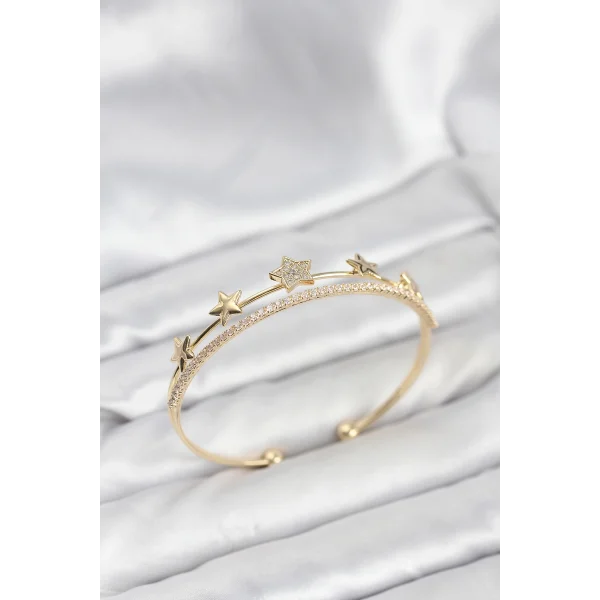 Yıldız Model Gold Renk Pirinç Kadın Bileklik