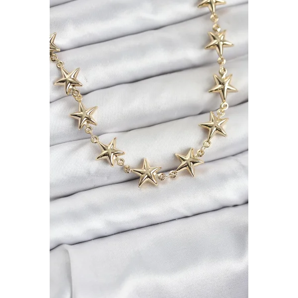 Yıldız Model Pirinç Gold Renk Kadın Kolye