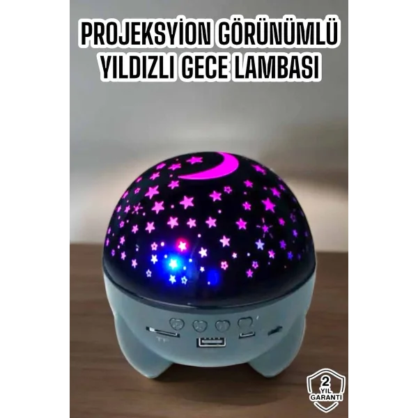 Yıldız Yansıtmalı Projeksiyon Gece Lambası Şarjlı Taşınabilir
