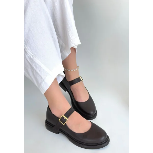 Yokox Kahverengi Cilt Oxford Ayakkabı