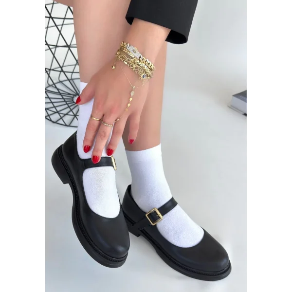 Yokox Siyah Cilt Oxford Ayakkabı