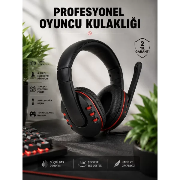 Yüksek Ses Kalitesi ve Aktif Gürültü Engelleme Özellikli Kablolu Mikrofonlu Kulaklık
