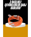 120W 3 İn 1 Uyumlu Silikon Şarj Kablosu Hızlı Şarj Kablosu