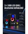 2+1 RGB LED Işıklı Güçlü Bas Sistemli Bilgisayar Hoparlörü