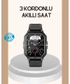 3 Kordonlu Akıllı Saat Uzun Pil Süreli