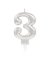 3 Rakam Mum Gümüş Renk
