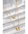 316L Çelik Gold Renk 2Li Simli Kelebek Model Kadın Kolye