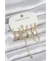 316L Çelik Gold Renk 6lı Set Charmlı Kadın Küpe