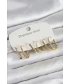 316L Çelik Gold Renk 6lı Set Geometrik Model Kadın Küpe