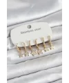 316L Çelik Gold Renk 6lı Set Yıldız Model Kadın Küpe