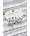 316L Çelik Gold Renk 6lı Set Zincirli Yıldız Modelli Kadın Küpe