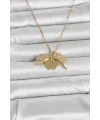 316L Çelik Gold Renk Açılabilir Yonca Model Zirkon Taşlı Kadın Kolye