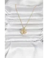 316L Çelik Gold Renk Açılabilir Yonca Model Zirkon Taşlı Kadın Kolye