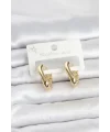 316L Çelik Gold Renk Asimetrik Halka Model Kadın Küpe
