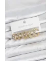 316L Çelik Gold Renk Baget Zirkon Taşlı Halka Küpe Seti