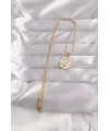 316L Çelik Gold Renk Beyaz Mineli Karışık Figürlü Tarot Kolye