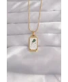 316L Çelik Gold Renk Beyaz Mineli Tarot Kolye