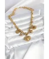 316L Çelik Gold Renk Charmlı Model Kadın Kolye