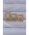 316L Çelik Gold Renk Dikdörtgen Küpe Seti