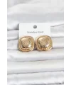 316L Çelik Gold Renk Düğme Model Kadın Küpe