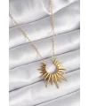 316L Çelik Gold Renk Güneş Model Vintage Kadın Kolye