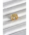 316L Çelik Gold Renk Hasır Model Kadın Yüzük