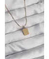 316L Çelik Gold Renk Kare Charm Model Kolye