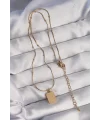 316L Çelik Gold Renk Kare Charm Model Kolye