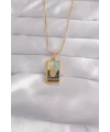 316L Çelik Gold Renk Karışık Mineli El Figür Tarot Kolye