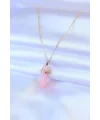 316L Çelik Gold Renk Kristal Pembe Taş Model Kadın kolye