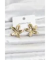 316L Çelik Gold Renk Lotus Çiçeği Model Kadın Küpe