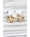 316L Çelik Gold Renk Lotus Çiçek Model Kadın Küpe