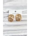 316L Çelik Gold Renk Motif Desen Model Kadın Küpe
