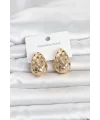 316L Çelik Gold Renk Motifli Damla Kadın Küpe