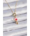 316L Çelik Gold Renk Renkli Kalp Figür Charm Model Kadın Kolye