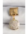 316L Çelik Gold Renk Sallantı Zirkon Taşlı Yonca Model Nomination Charm
