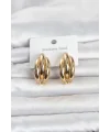 316L Çelik Gold Renk Yarım Halka Model Kadın Küpe