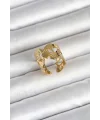316L Çelik Gold Renk Yelpaze Model Kadın Yüzük