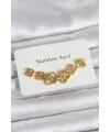 316L Çelik Gold Renk Yonca Küpe Seti