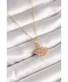316L Çelik Gold Renk Zincir Pembe Zirkon Taşlı Kuğu Model Kadın Kolye